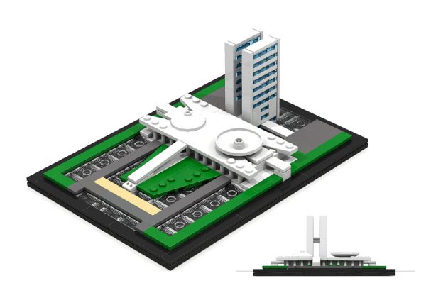 National Congress of Brazil,  Brasilia, Brazil, 1964, Oscar Niemeyer. LEGO model by Paul Wellington.