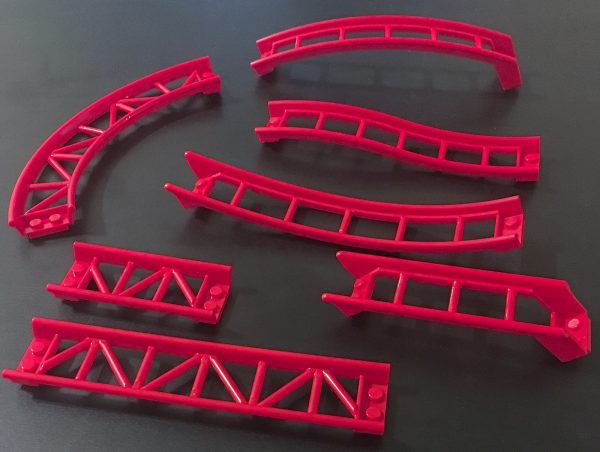 The seven variations of Roller Coaster track which are included in this set.