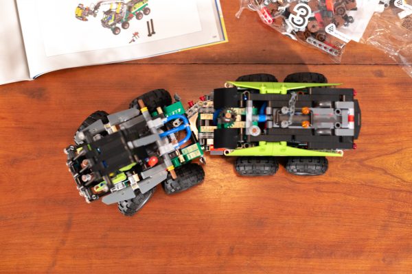 Aerial photo shows how the frontmost wheel turns much more than the second wheel.