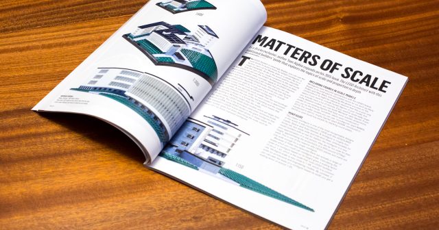 Opening spread of my article about Scale in LEGO Models.