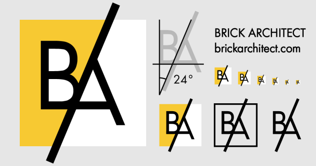 New Brick Architect logo at a variety of sizes and variations.