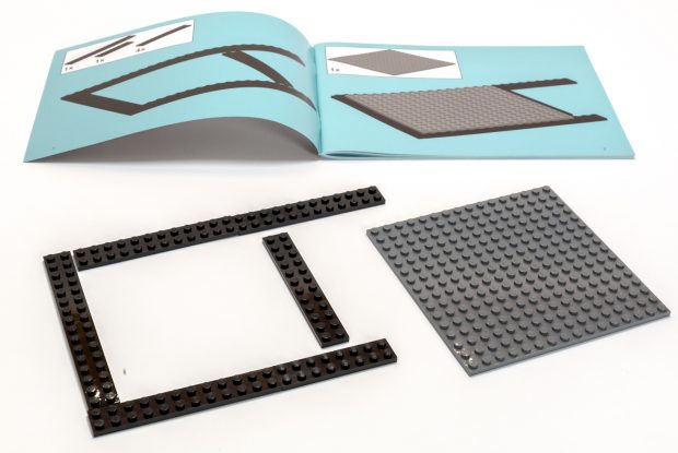 The instruction booklet is beautifully printed, but it's difficult to see the edges of each piece.