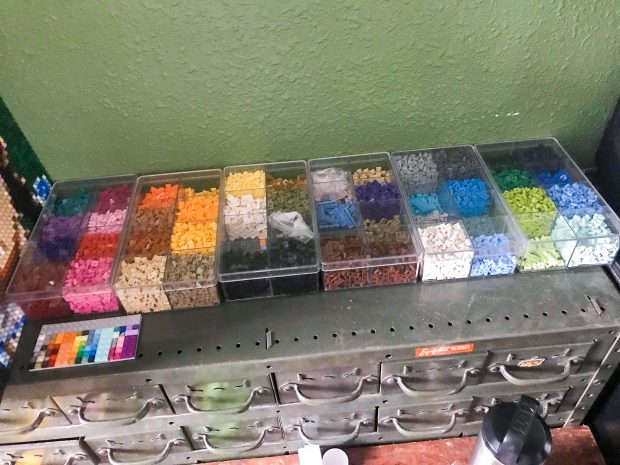 Plates are sorted by color for building mosaics. (Photo: Samuel Hatmaker)