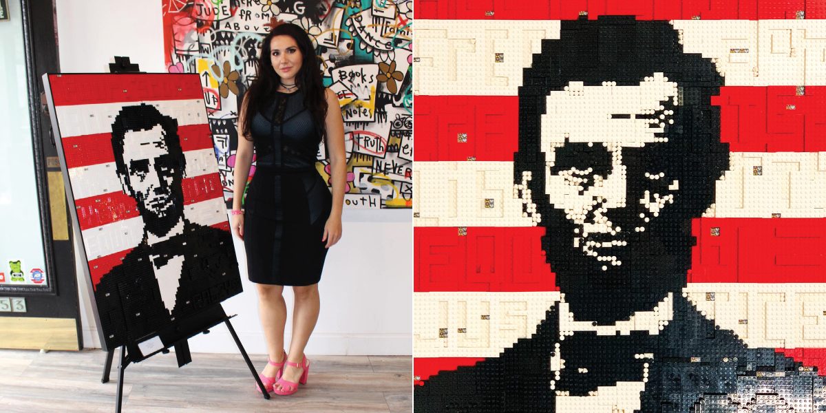 LEGO portrait of Abraham Lincoln, on display at Rockefeller Center. (Photo: Jessica Ewud)