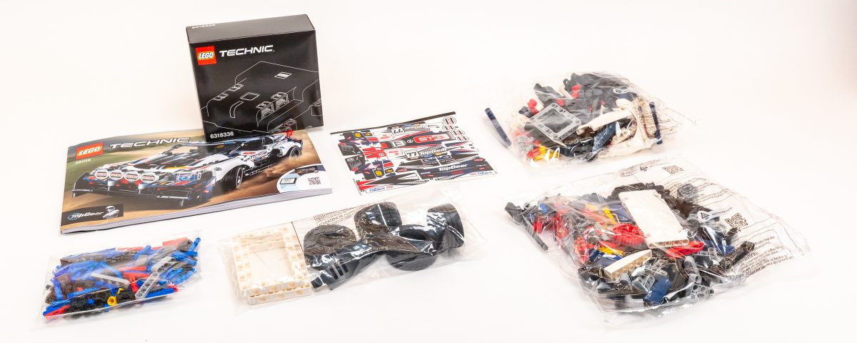 Box contains four bags, one smaller box, a sticker sheet and instruction manual.