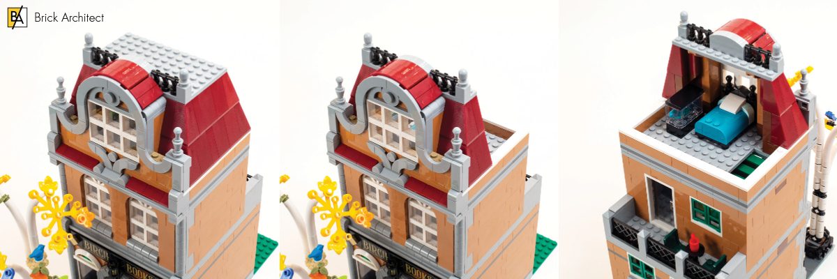 Bedroom viewed from front and back.