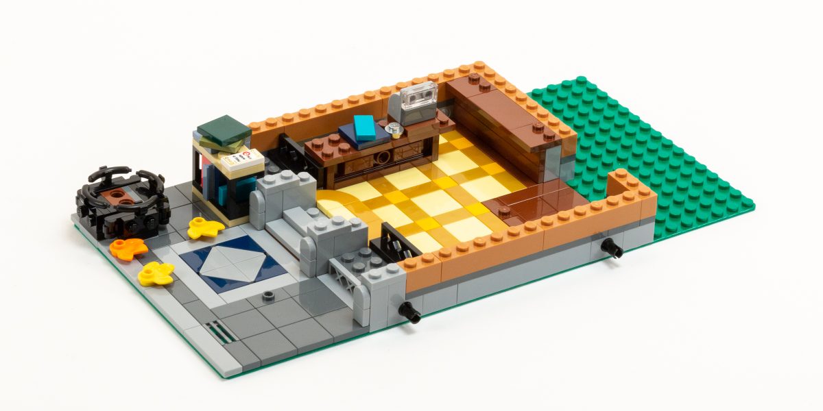 Sidewalk, foundation, and a beautifully tiled interior.