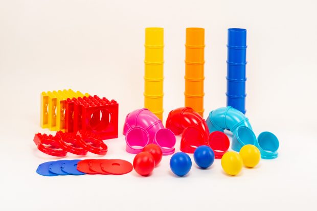 57 of the 150 pieces are these tubes, balls, holders.