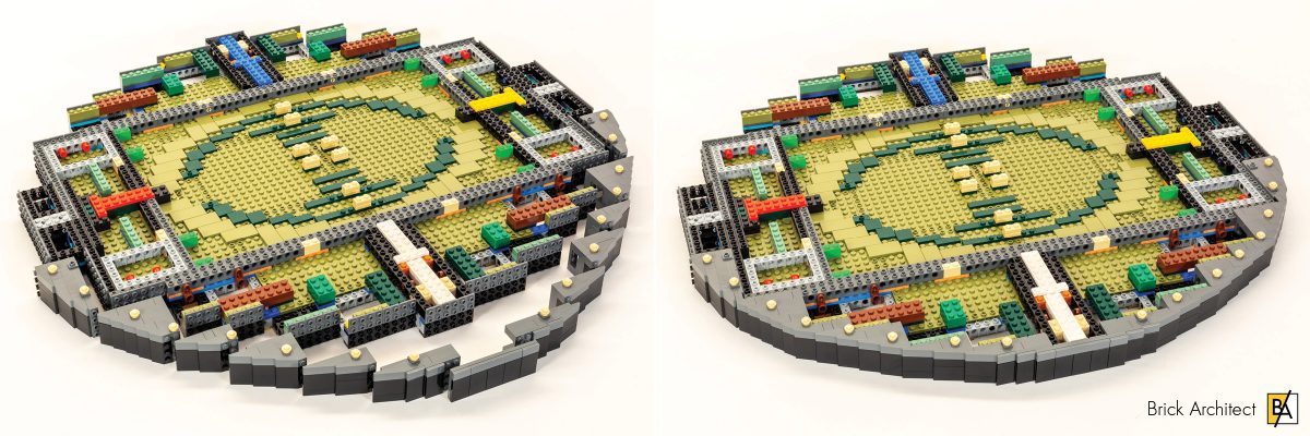 The rounded base is approximated using three different angles of slopes.
