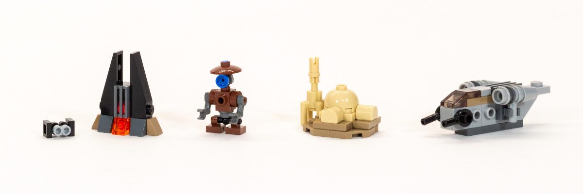 Darth Vader's Castle, Pit Droid, Lars homestead on Tatooine, and Razor Crest.