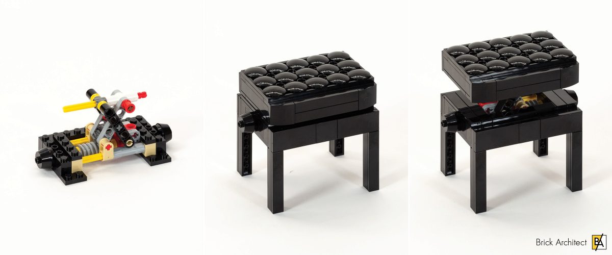 Finishing the project with an adjustable piano stool.