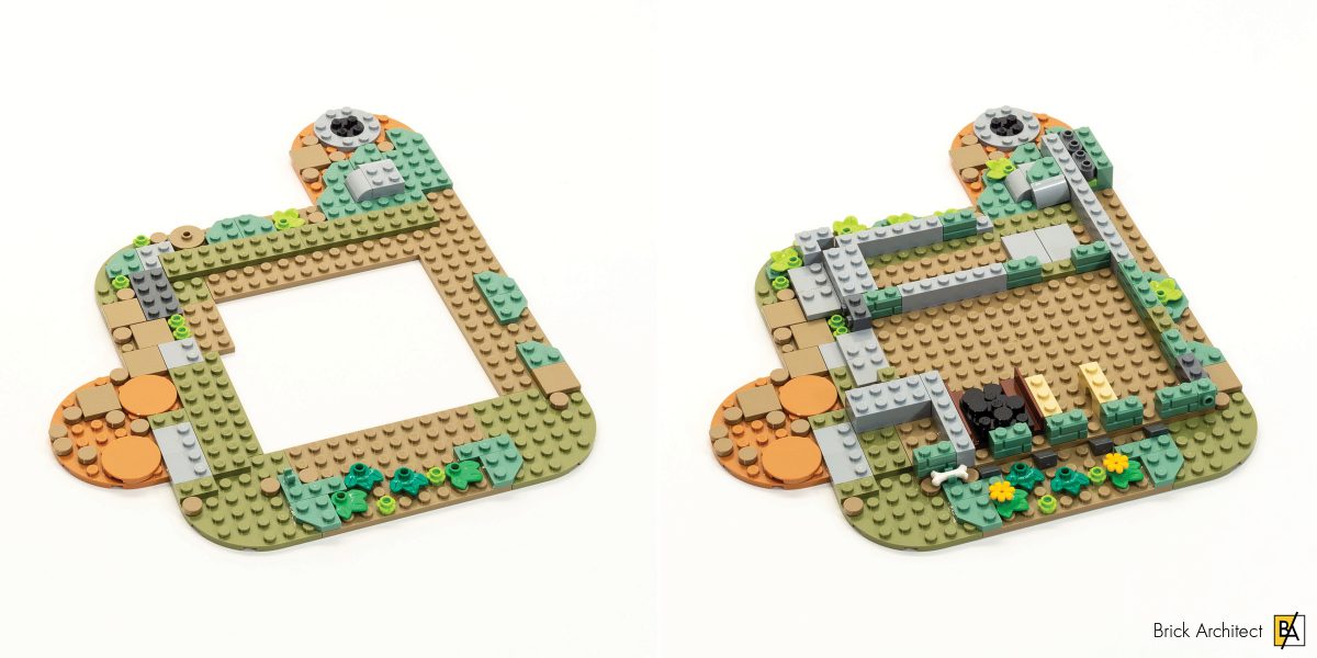 Partially completed base (left), and end of Stage 1 (right).