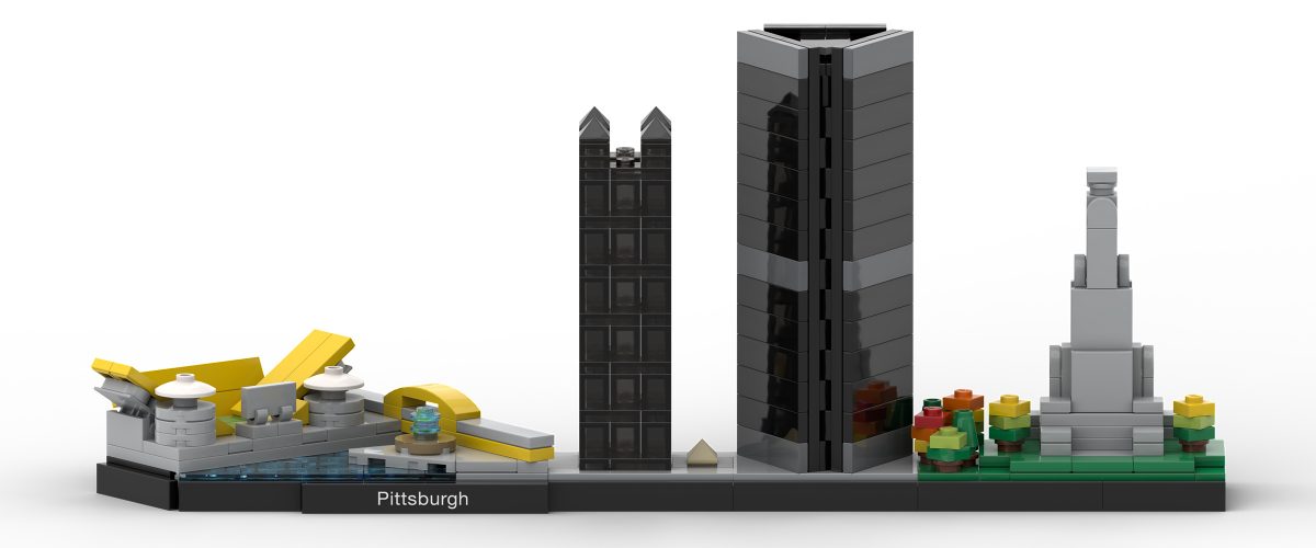Pittsburgh Skyline, by Tom Alphin. (Rendered in BrickLink Studio.)