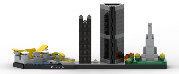 Pittsburgh Skyline, by Tom Alphin. (Rendered in BrickLink Studio.)