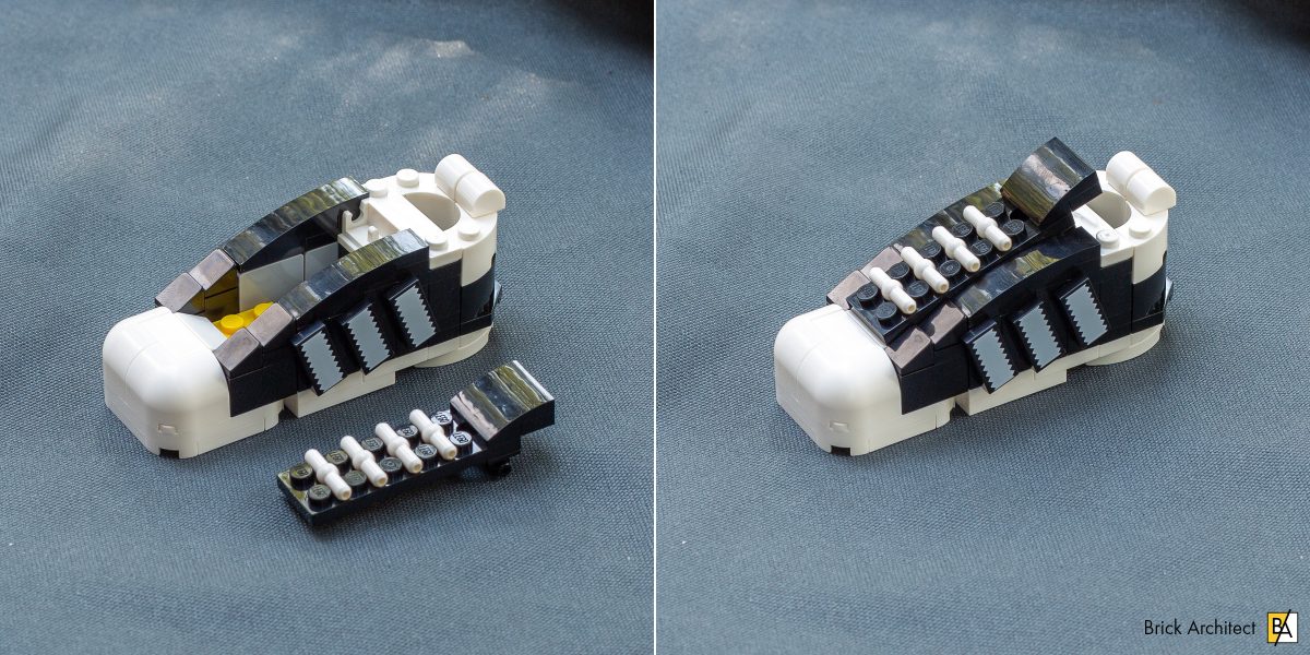 Adding the tongue to the finished shoe.