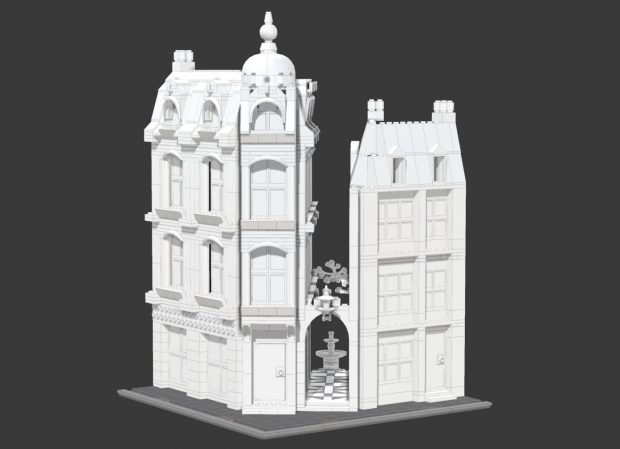Early Sketch model with an alleyway. (Image: Anderson Ward Grubb / The LEGO Group)