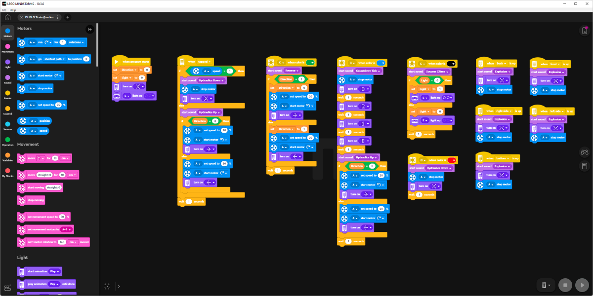 My Programmable Train app in the 'LEGO MINDSTORMS' app.