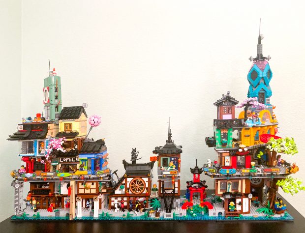 All three Ninjago City sets placed side by side is a sight to behold.