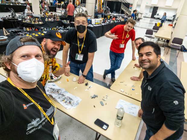 Building two large LEGO sets as fast as we can. We came in second place (since I think we were the only other team to actually finish both models).