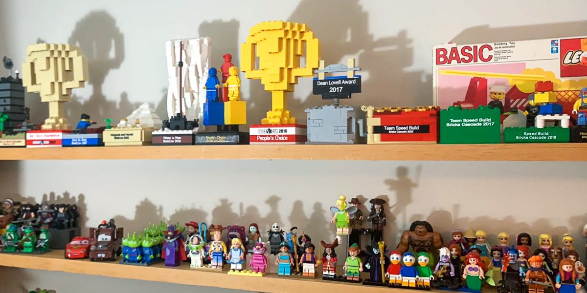 David is especially proud of the brick-built trophies he earned at LEGO conventions for his work.