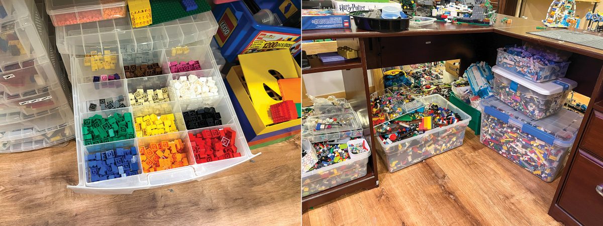As with many collections, some of the parts are meticulously sorted by element (left) and many others wait to be sorted another day (right).