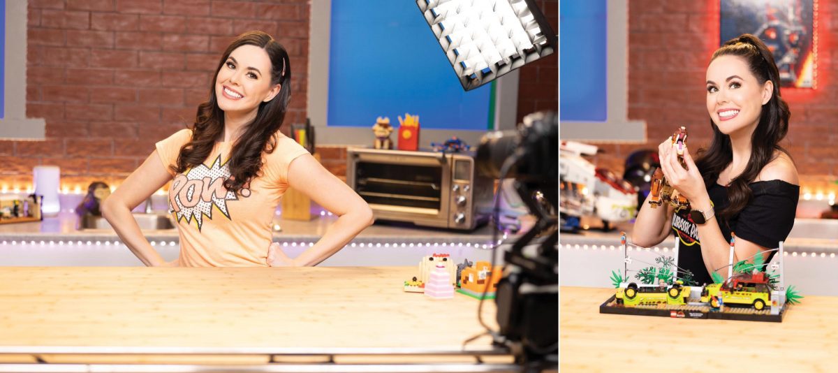 Stacey has an amazing custom set in her basement for livestreaming.