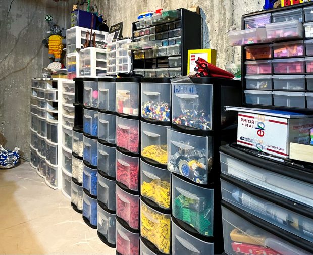 Greg sorts by both part type and color.