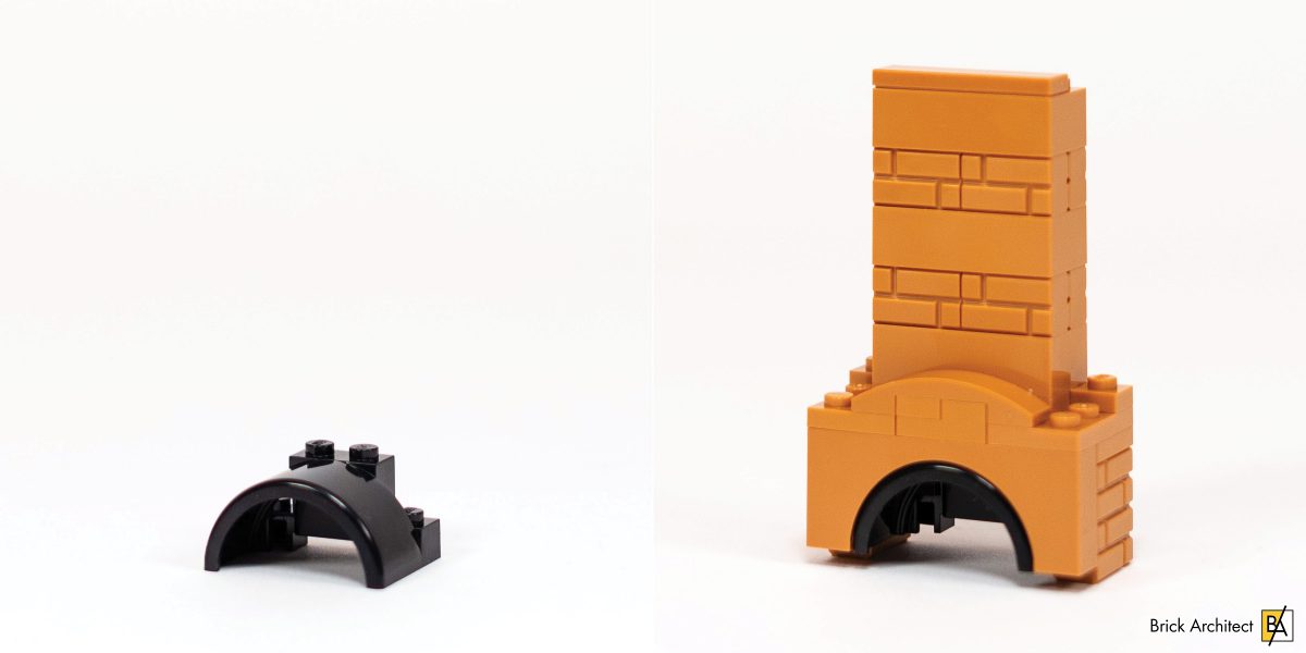 The geometry of this new part fits perfectly inside a 1×6×2 Arch.