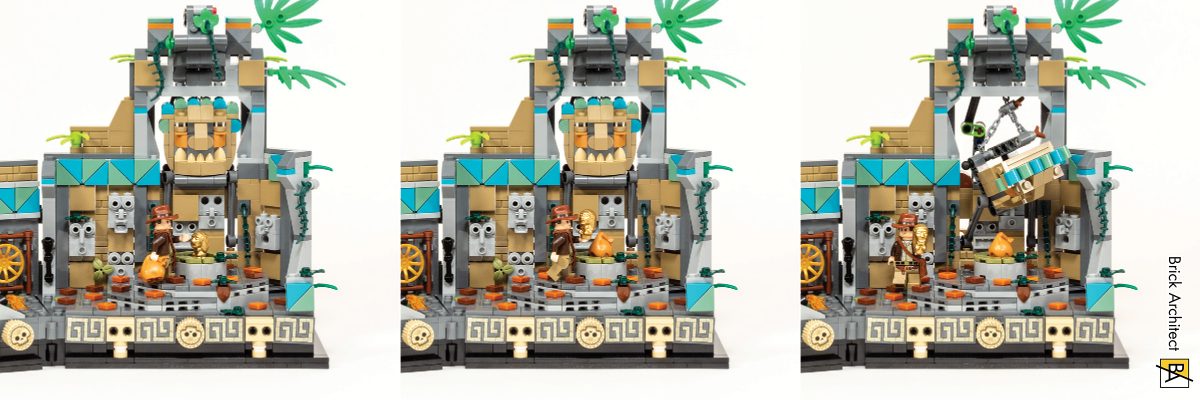 1. Take Golden Idol, 2. Replace with bag of sand, 3. Temple tries to kill you.