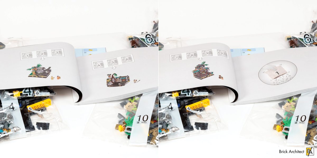 The build takes place over ten numbered stages, which create the three main modules of this set.