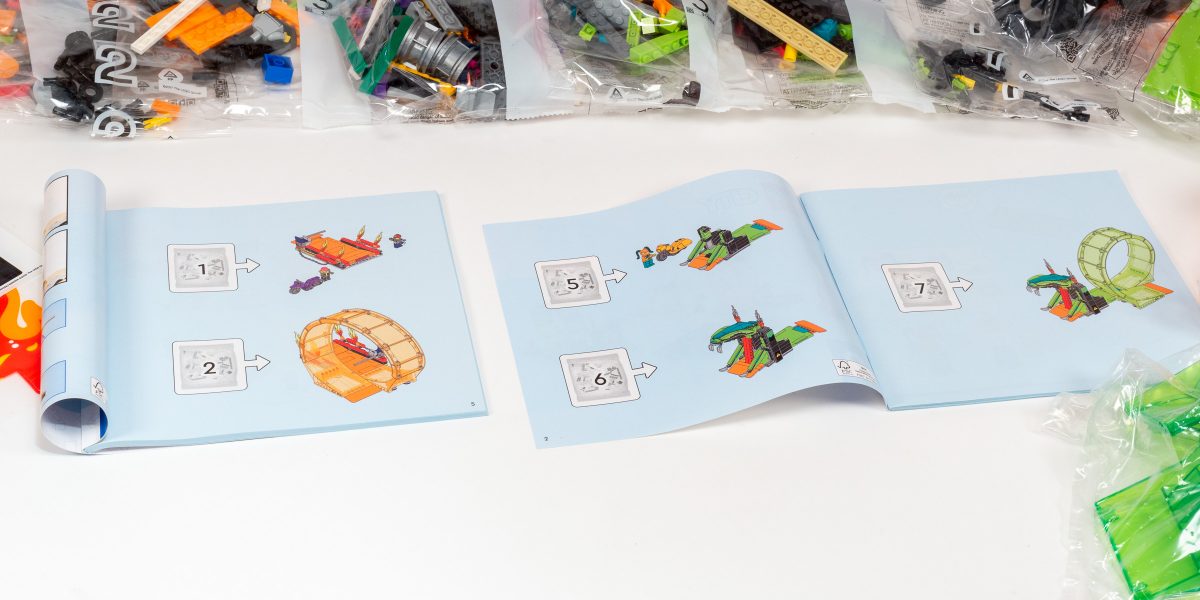 The first book uses bags 1-4, and the second book uses bags 5-7.