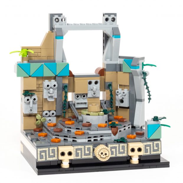 Adding lots of brick-built faces on the back wall in the ninth bag.