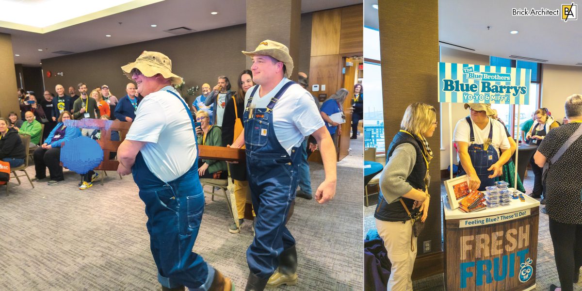 Miffy and Yo-Yo dressed as farmers to introduce Blue Barry.