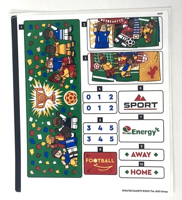 A vibrant set of stickers add details to the build.