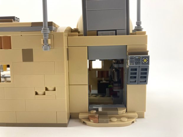 The same sliding door technique that was used for the front door is used for this back entrance.