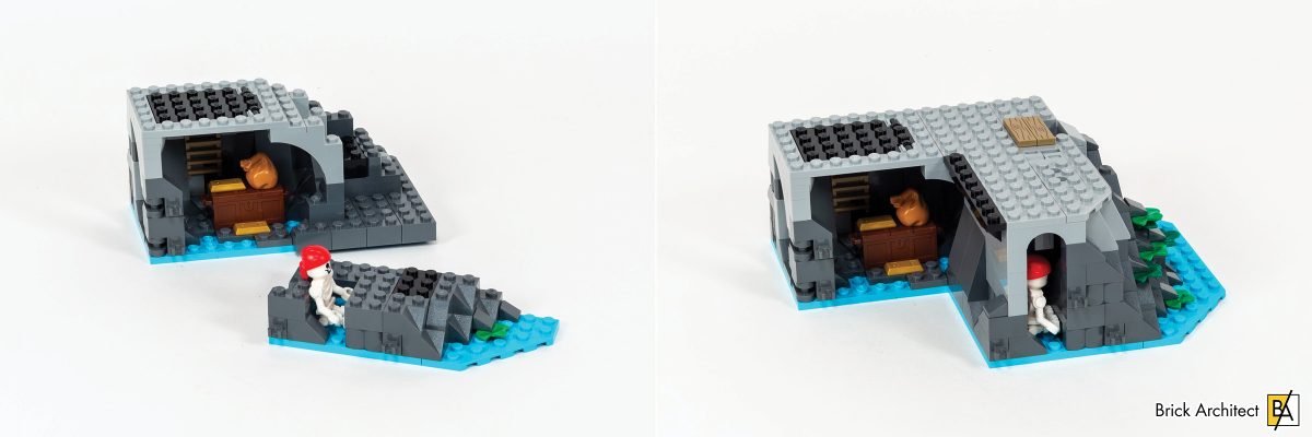 Skeleton and Treasure hidden beneath the prison cell.