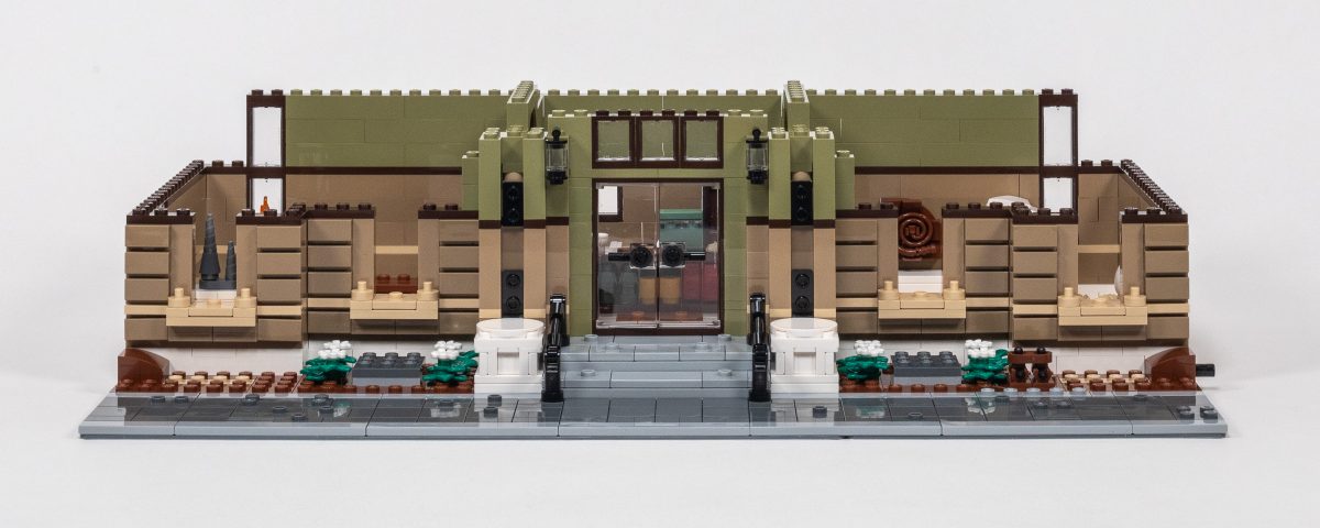 We add 1×2 Tiles to the front in Bag 8 and start adding Olive Green bricks in Bag 9.