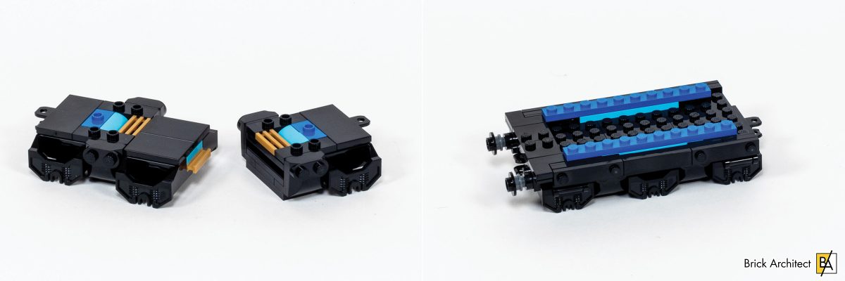 A module containing the middle wheels is designed to slide within grooves.