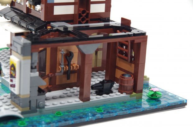 A brick built anvil is the centrepiece of the blacksmith's smithy.