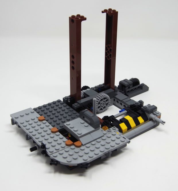 Lots of technic is used to build the foundations for the cable car mechanism.