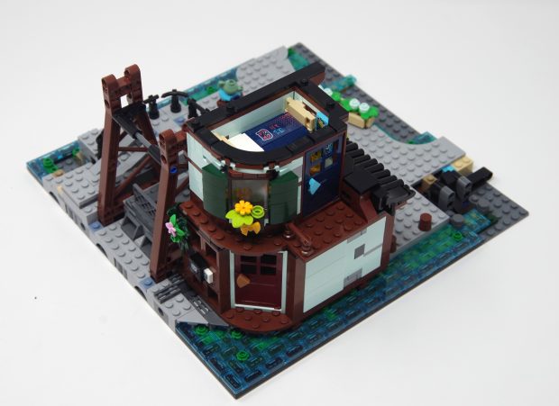 The second level houses a small living space.