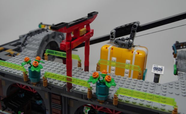 Modern and traditional clash on the walkway.