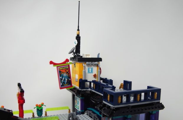 The roof deck has a toilet tucked in the corner.