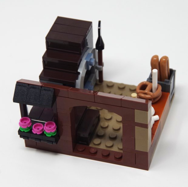 The simple room is packed to the brim with brick built details.