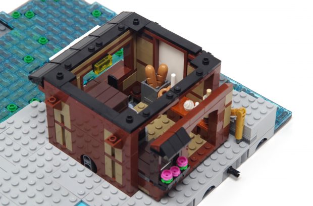 The interior slides into the already built exterior making it modular.