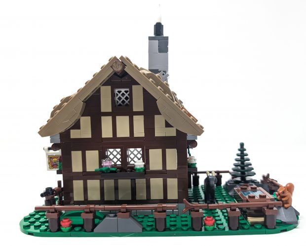 Half-timbering technique is utilized to build robust details.