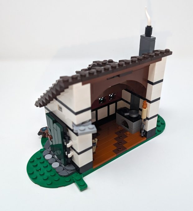 The angled floor board technique adds uniform variety to the flooring.