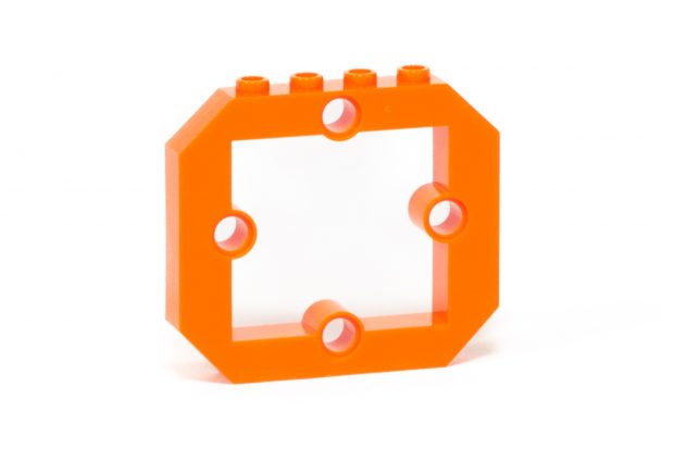 1×6×4⅓ Angled Brick w/ Cutout, 4-Pin Holes (Part 49699)