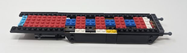 The base of the trailer is built using colorful pieces.