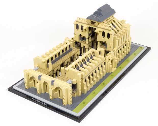 We add the arches on the front facade in bag 15, and buttresses in bag 16.